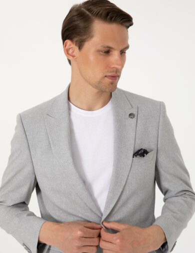 کت و شلوار یقه دم کبوتری خاکستری  اندامی  مردانه  پیرکاردین