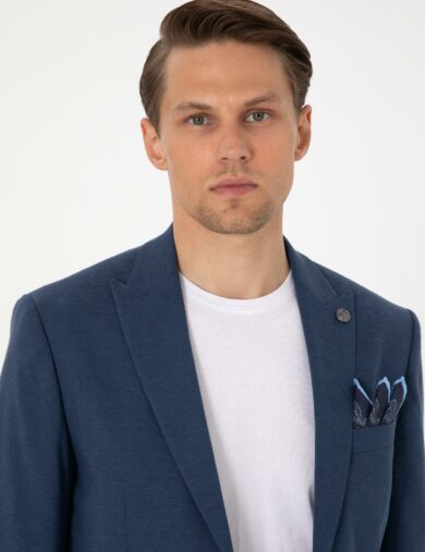 کت و شلوار یقه دم کبوتری لاجورد  اندامی  مردانه  پیرکاردین