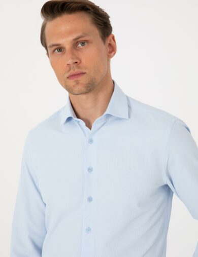 پیراهن طرح دار  آبی  اندامی  مردانه  پیرکاردین