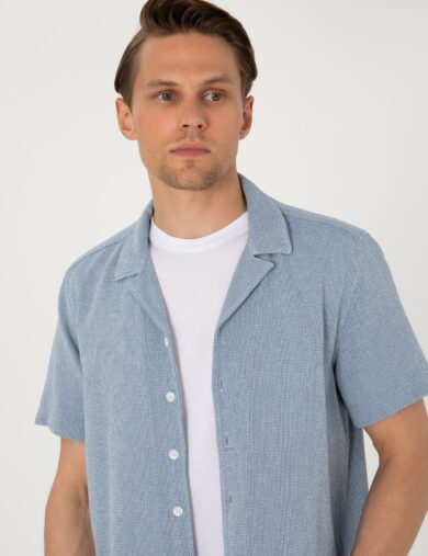 پیراهن آستین کوتاه  لاجورد  ریلکس آستین کوتاه مردانه  پیرکاردین