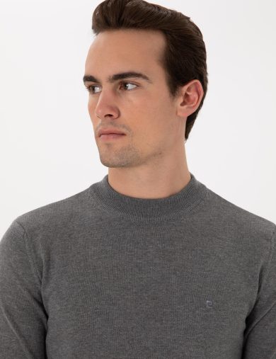 تریکو بیسیک یقه گرد خاکستری  اندامی آستین بلند مردانه  پیرکاردین