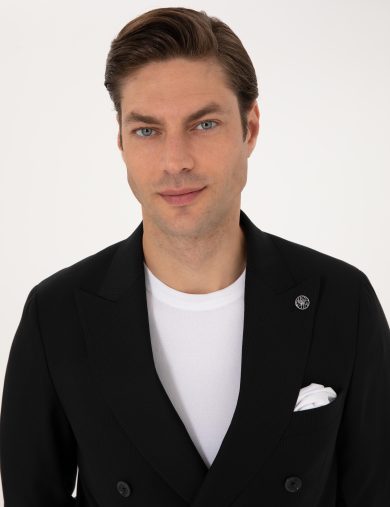 کت و شلوار دو سینه سیاه  سوپر اسلیم فیت  مردانه  پیرکاردین