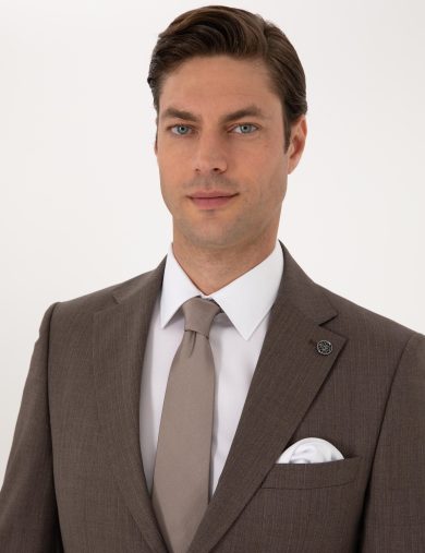 کت و شلوار مونو یقه قهوه ای  اندامی  مردانه  پیرکاردین