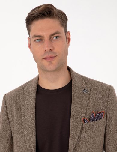 کت یقه دم کبوتری قهوه ای  اندامی  مردانه  پیرکاردین