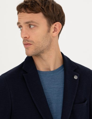 کت مونو یقه لاجورد  سوپر اسلیم فیت  مردانه  پیرکاردین