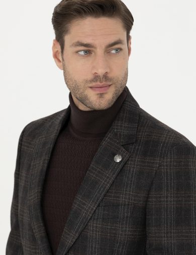 کت مونو یقه قهوه ای  اندامی  مردانه  پیرکاردین