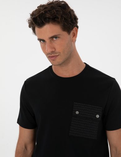 تی شرت  سیاه  رگولار  مردانه  پیرکاردین