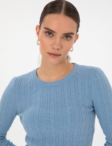 تریکو طرح دار  آبی  سوپر اسلیم فیت  زنانه  پیرکاردین