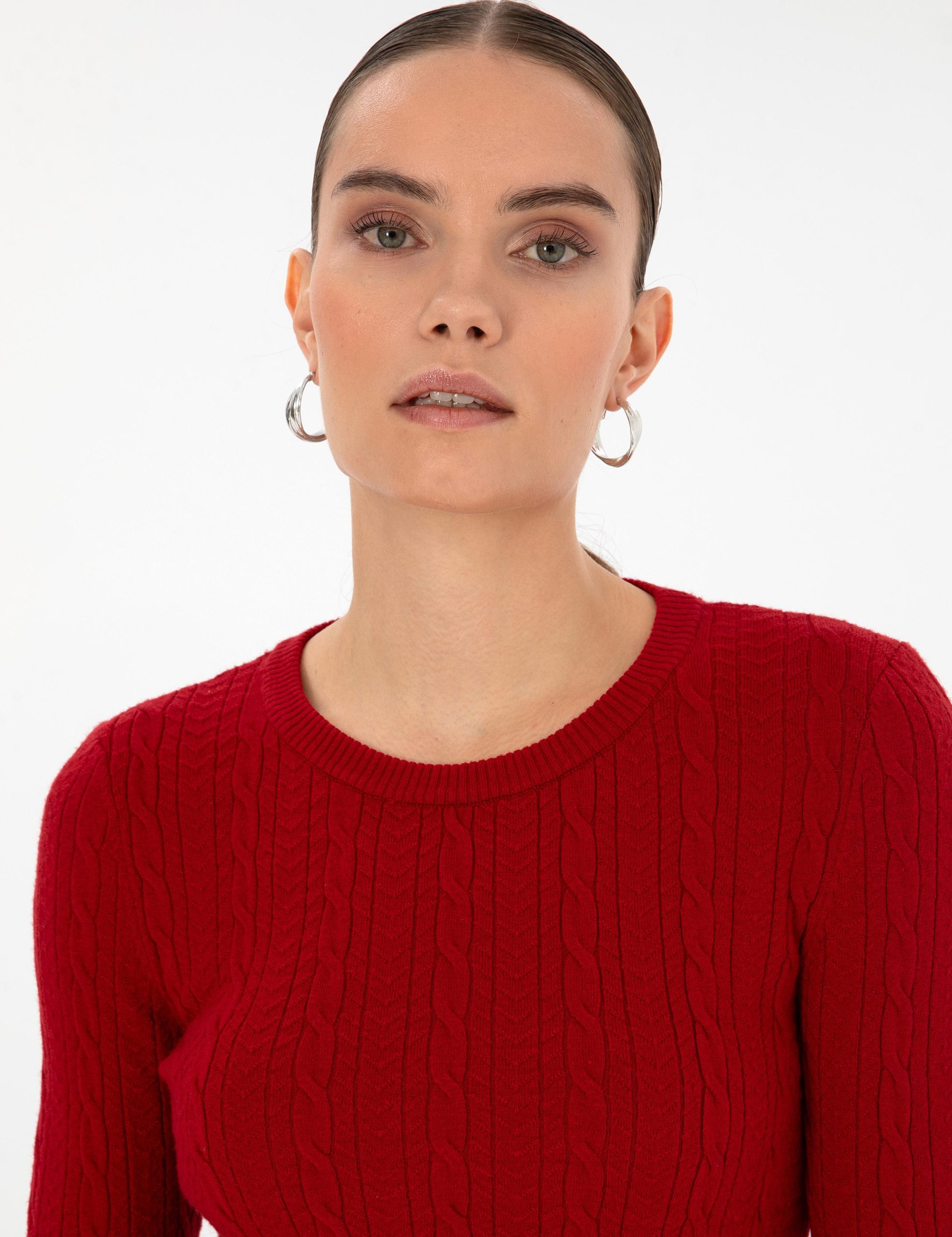 تریکو طرح دار زنانه پیر کاردین تریکو طرح دار قرمز سوپر اسلیم فیت زنانه پیرکاردین