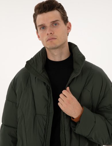 کاپشن بدون کلاه خاکی  اورسایز  مردانه  پیرکاردین