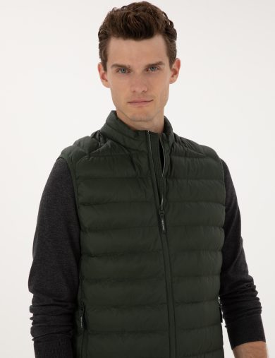 کاپشن Yelek یقه بلند خاکی  بیسیک  مردانه  پیرکاردین