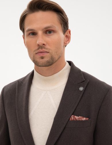 کت یقه دم کبوتری قهوه ای  اندامی  مردانه  پیرکاردین