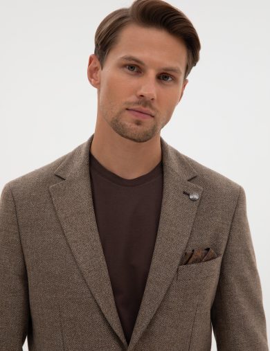 کت مونو یقه قهوه ای  اندامی  مردانه  پیرکاردین