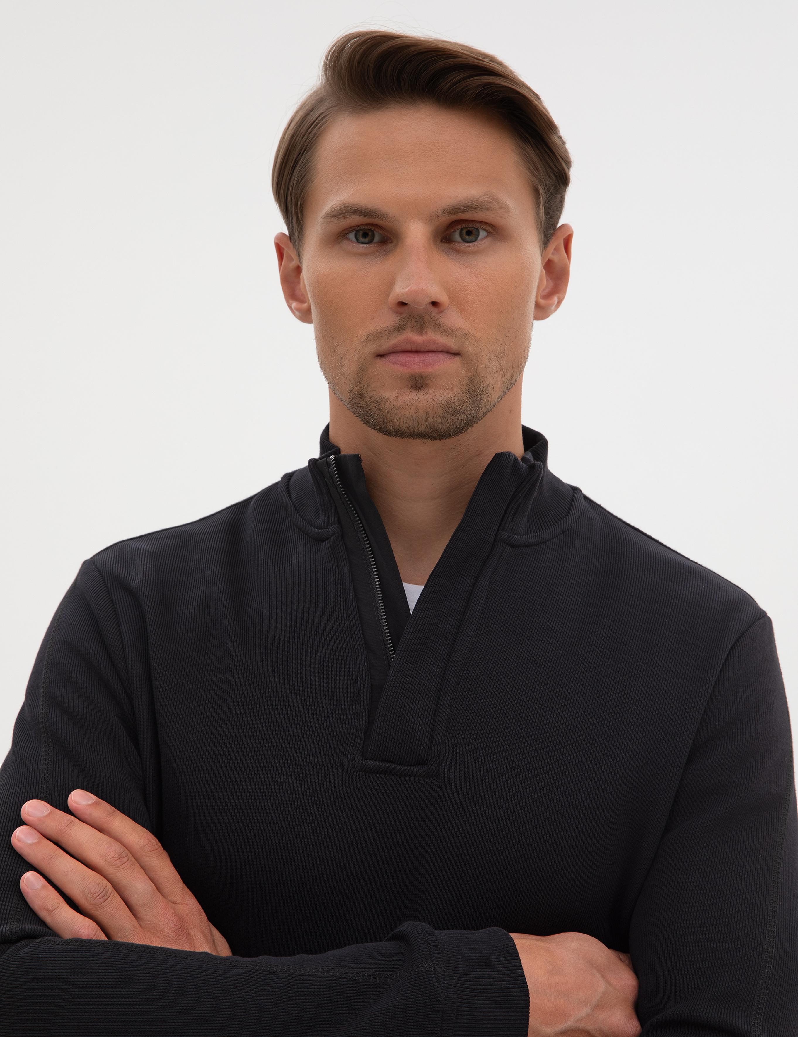 سویشرت مردانه پیر کاردین سویشرت یقه بلند سیاه رگولار آستین بلند مردانه پیرکاردین