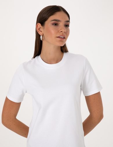 تی شرت بیسیک  سفید  رگولار  زنانه  پیرکاردین