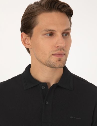 سویشرت یقه پولو سیاه  اندامی آستین بلند مردانه  پیرکاردین