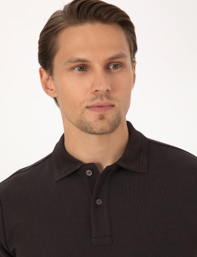 سویشرت یقه پولو قهوه ای  اندامی آستین بلند مردانه  پیرکاردین