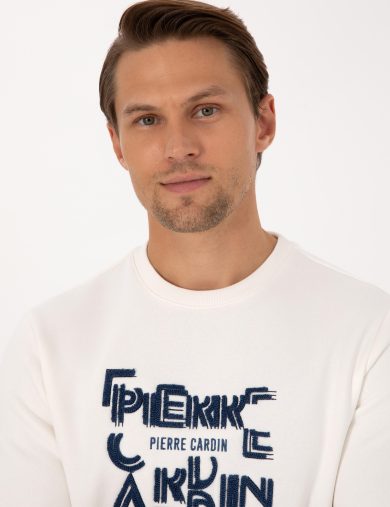 سویشرت یقه گرد کرمی  رگولار آستین بلند مردانه  پیرکاردین