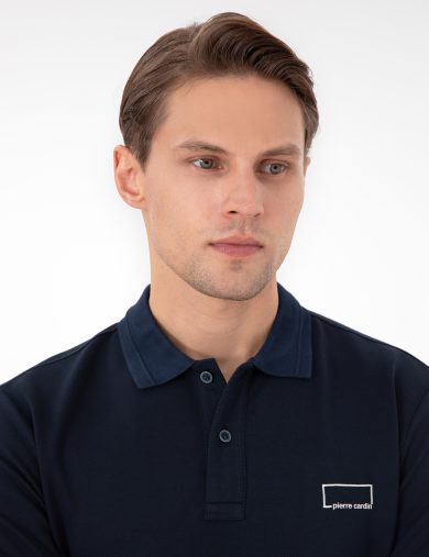 سویشرت یقه پولو لاجوردی  اندامی آستین بلند مردانه  پیرکاردین