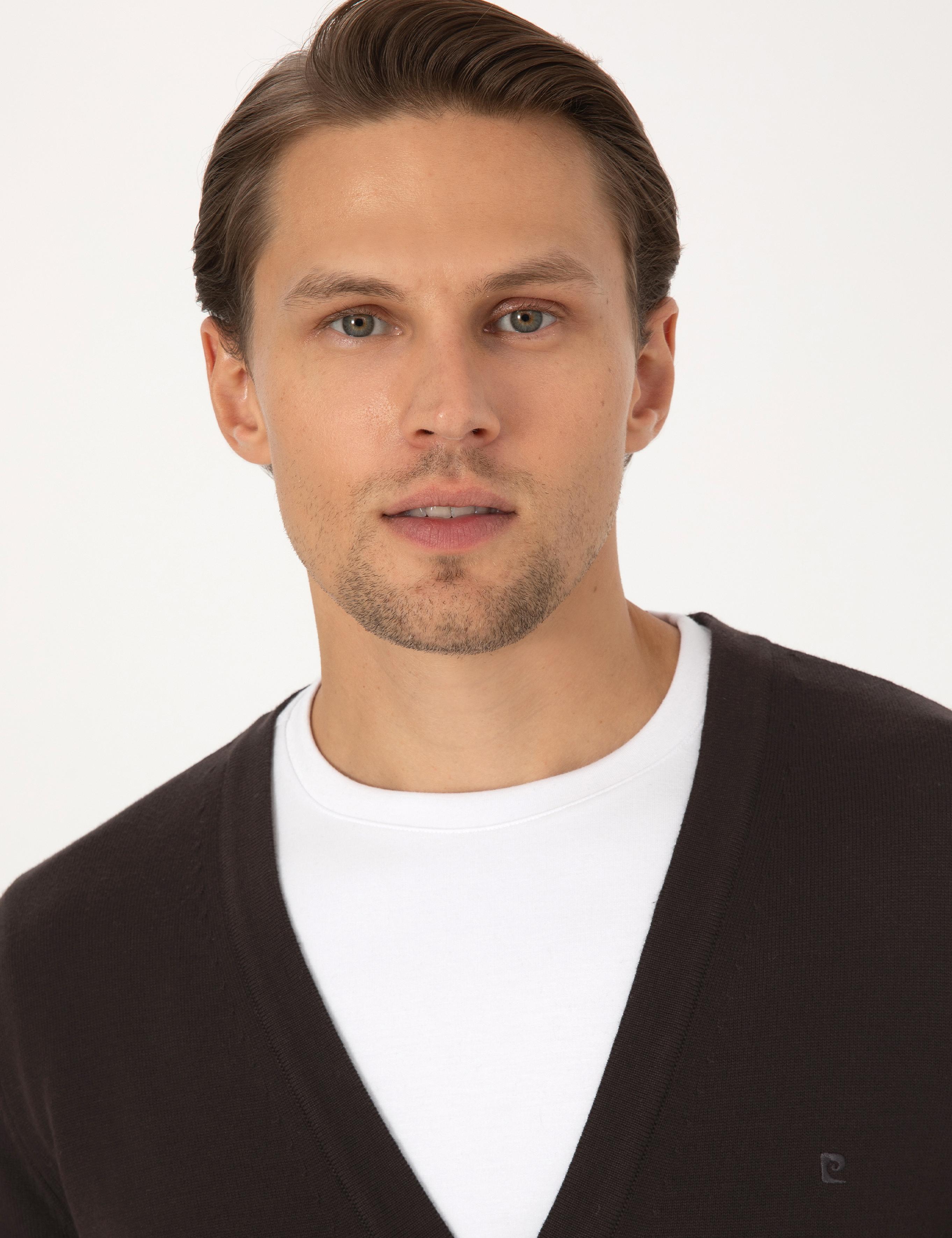 ژاکت تریکو  قهوه ای  اندامی  مردانه  پیرکاردین