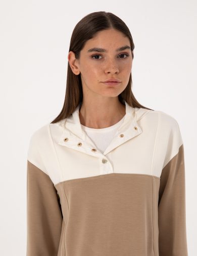 سویشرت  بژ  اورسایز  زنانه  پیرکاردین