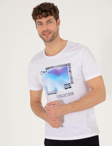 تی شرت یقه گرد سفید  اندامی آستین کوتاه مردانه  پیرکاردین