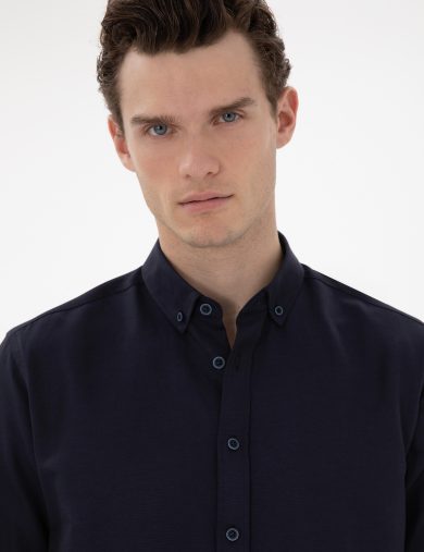 پیراهن طرح دار  لاجورد  رگولار آستین بلند مردانه  پیرکاردین