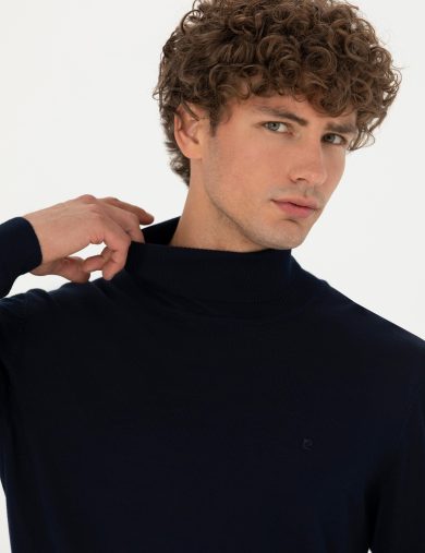 بافت یقه اسکی لاجورد  اندامی آستین بلند مردانه  پیرکاردین