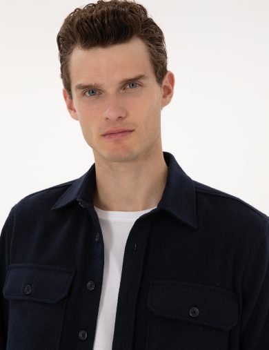 پیراهن طرح دار  لاجورد  ریلکس  مردانه  پیرکاردین