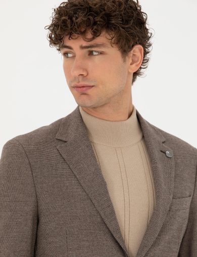 کت مونو یقه قهوه ای  اندامی  مردانه  پیرکاردین