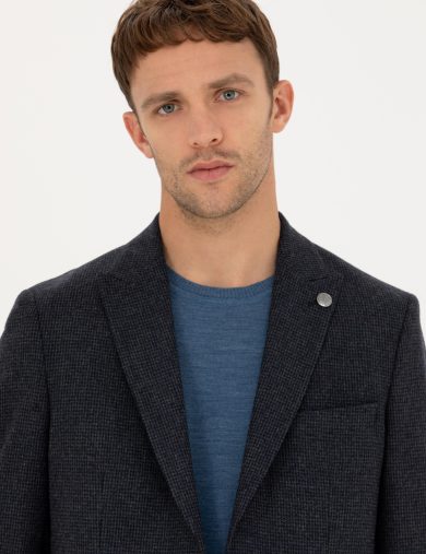 کت یقه دم کبوتری لاجورد  اندامی  مردانه  پیرکاردین