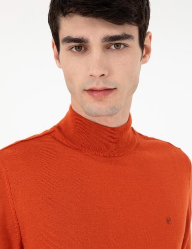 بافت یقه اسکی نارنجی  اندامی  مردانه  پیرکاردین