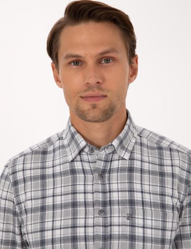 پیراهن طرح دار  لاجورد  رگولار  مردانه  پیرکاردین