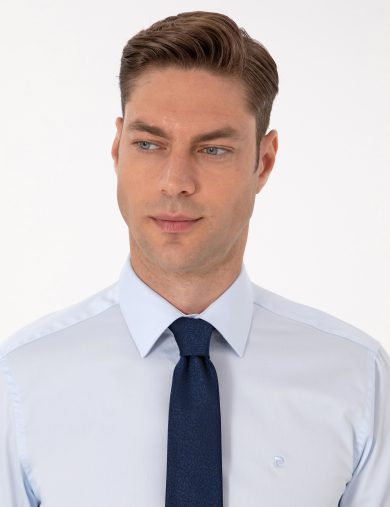 پیراهن بیسیک  آبی  اندامی  مردانه  پیرکاردین