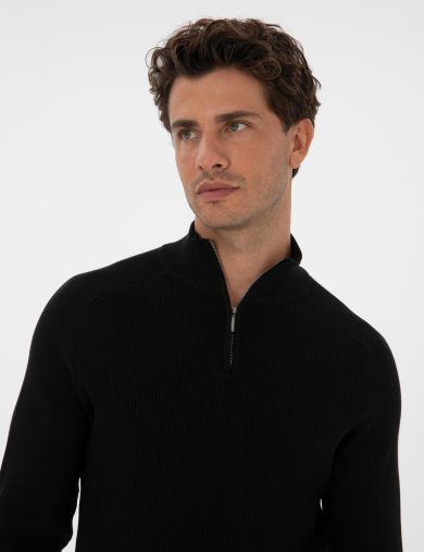 بافت  سیاه  اندامی آستین بلند مردانه  پیرکاردین