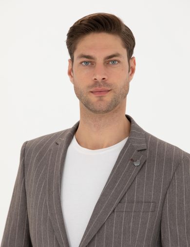 کت و شلوار مونو یقه قهوه ای  سوپر اسلیم فیت  مردانه  پیرکاردین