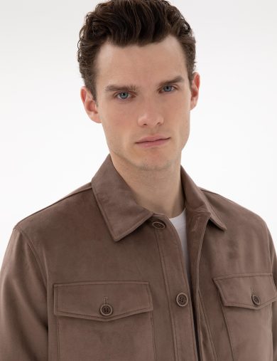 کاپشن چرم  نارنجی  استاندارد  مردانه  پیرکاردین