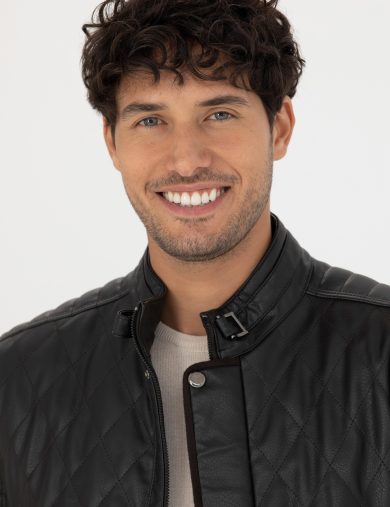 کاپشن چرم  قهوه ای  استاندارد  مردانه  پیرکاردین