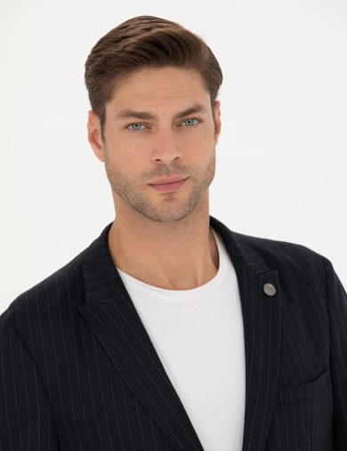 کت و شلوار یقه دم کبوتری لاجورد  سوپر اسلیم فیت  مردانه  پیرکاردین