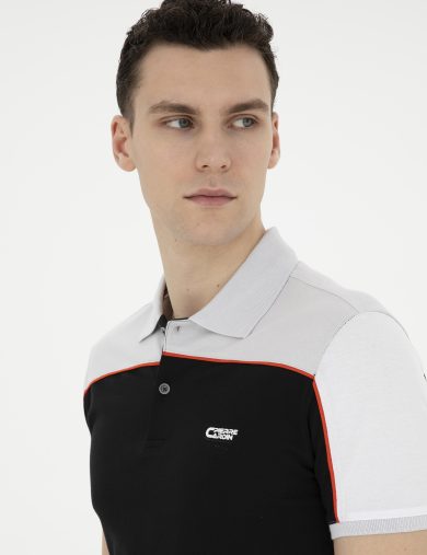 تی شرت یقه پولو سیاه  اندامی آستین کوتاه مردانه  پیرکاردین