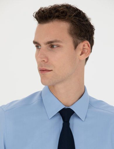 پیراهن بیسیک  آبی  اندامی  مردانه  پیرکاردین