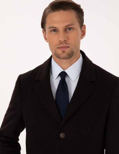 پالتو مونو یقه قهوه ای  سوپر اسلیم فیت  مردانه  پیرکاردین