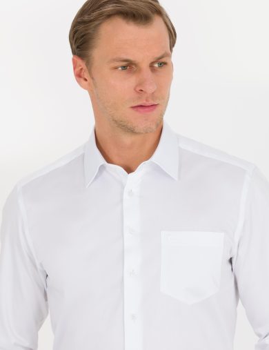 پیراهن بیسیک  سفید  رگولار  مردانه  پیرکاردین