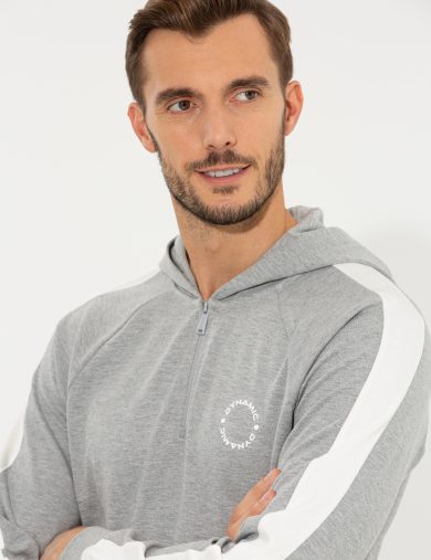 سویشرت هودی خاکستری  رگولار آستین بلند مردانه  پیرکاردین