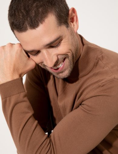 بافت یقه اسکی خاکستری  اندامی آستین بلند مردانه  پیرکاردین